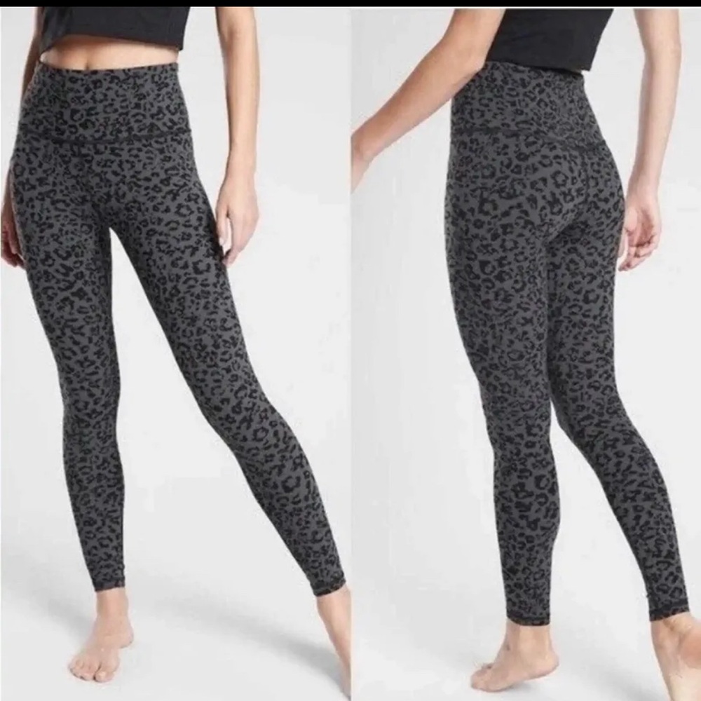 Athleta pxs gray black leopard leggings tights petite xs